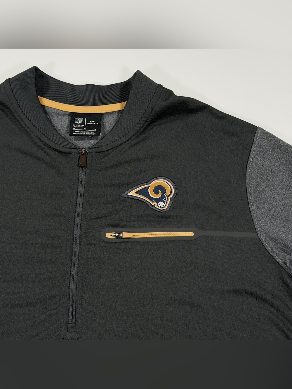 Nike NFL Los Angeles Rams Men's Medium ½ Zip Dri-FIT Sideline Pullover Jacket - Picture 4 of 14